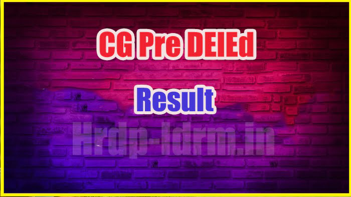 CG Pre DElEd result 2024