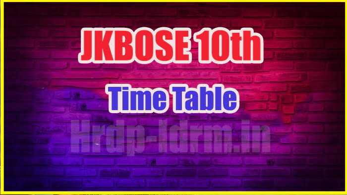 JKBOSE 10th time table 2024