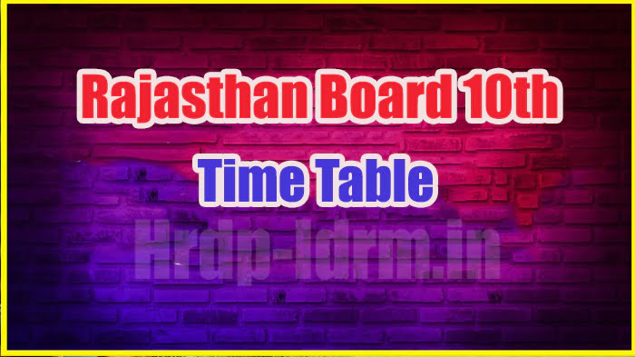 Rajasthan Board 10th time table 2024