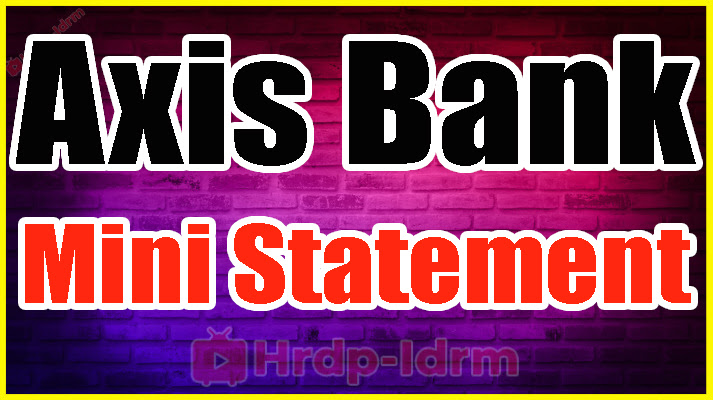 Axis Bank Mini Statement
